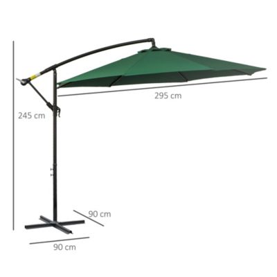 Parasol Ampelschirm, 2,95x2,45 m, avec Manivelle, Vert, pour Terrasse