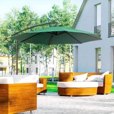 Parasol Ampelschirm, 2,95x2,45 m, avec Manivelle, Vert, pour Terrasse