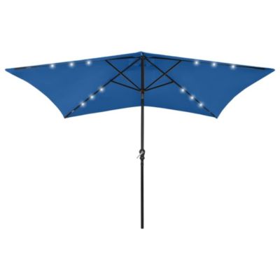 Parasol avec led et mât en bleu Helloshop26