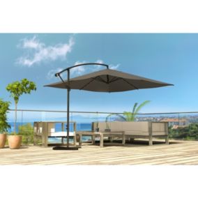 Parasol Bulle LED déporté 3 x 3 m gris degrés SOLENZARA