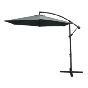 Parasol Cantilever Gris & Base Carrée 3m x 3m x 2.5m