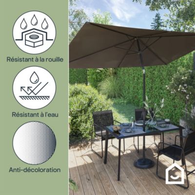 Parasol centré droit rectangulaire ouverture manivelle gris foncé L.3m x H.2m GoodHome Kasane