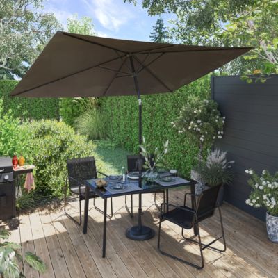 Parasol centré droit rectangulaire ouverture manivelle gris foncé L.3m x H.2m GoodHome Kasane