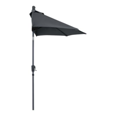 Parasol centré inclinable en D ouverture manivelle toile anthracite GoodHome Kasane