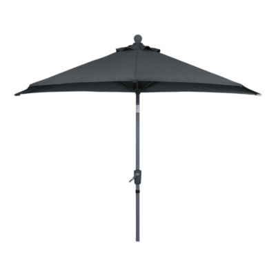 Parasol centré inclinable en D ouverture manivelle toile anthracite GoodHome Kasane