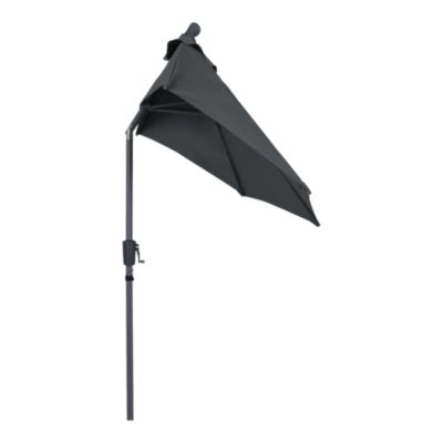 Parasol centré inclinable en D ouverture manivelle toile anthracite GoodHome Kasane