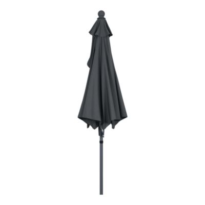 Parasol centré inclinable en D ouverture manivelle toile anthracite GoodHome Kasane
