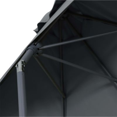 Parasol centré inclinable en D ouverture manivelle toile anthracite GoodHome Kasane