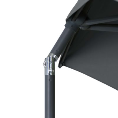 Parasol centré inclinable en D ouverture manivelle toile anthracite GoodHome Kasane