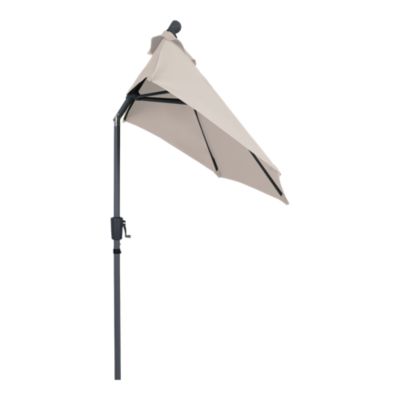 Parasol centré inclinable en D ouverture manivelle toile Moon beam GoodHome Kasane