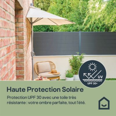 Parasol centré inclinable en D ouverture manivelle toile Moon beam GoodHome Kasane