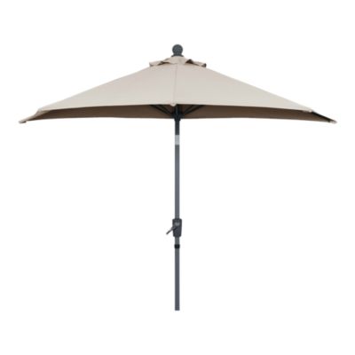 Parasol centré inclinable en D ouverture manivelle toile Moon beam GoodHome Kasane