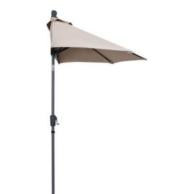 Parasol centré inclinable en D ouverture manivelle toile Moon beam GoodHome Kasane
