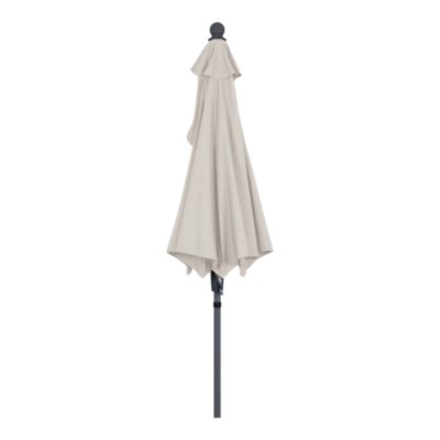 Parasol centré inclinable en D ouverture manivelle toile Moon beam GoodHome Kasane