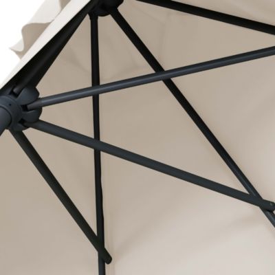 Parasol centré inclinable en D ouverture manivelle toile Moon beam GoodHome Kasane