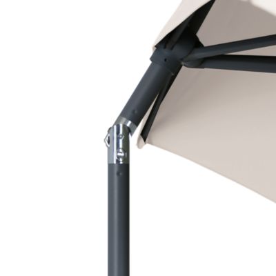 Parasol centré inclinable en D ouverture manivelle toile Moon beam GoodHome Kasane