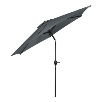 Parasol centré inclinable en rond ouverture manivelle toile anthracite GoodHome Kasane