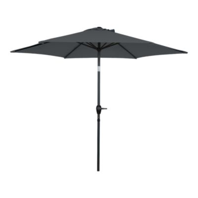 Parasol centré inclinable en rond ouverture manivelle toile anthracite GoodHome Kasane