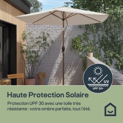 Parasol centré inclinable en rond ouverture manivelle toile Moon beam GoodHome Kasane