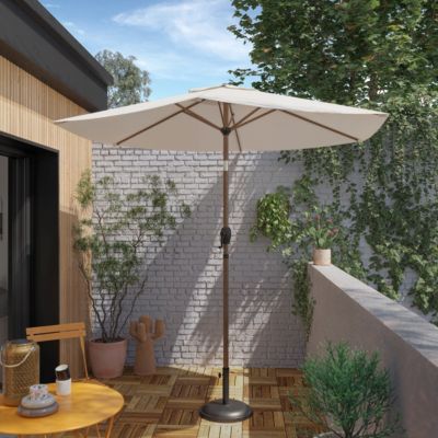 Parasol centré inclinable en rond ouverture manivelle toile Moon beam GoodHome Kasane