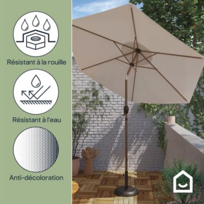 Parasol centré inclinable en rond ouverture manivelle toile Moon beam GoodHome Kasane