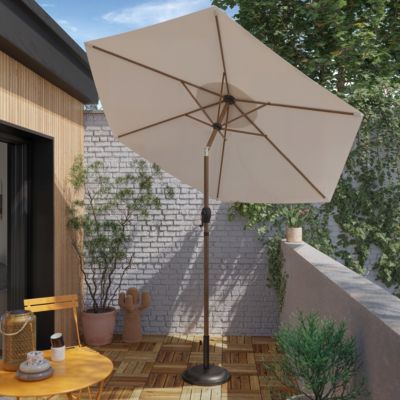 Parasol centré inclinable en rond ouverture manivelle toile Moon beam GoodHome Kasane
