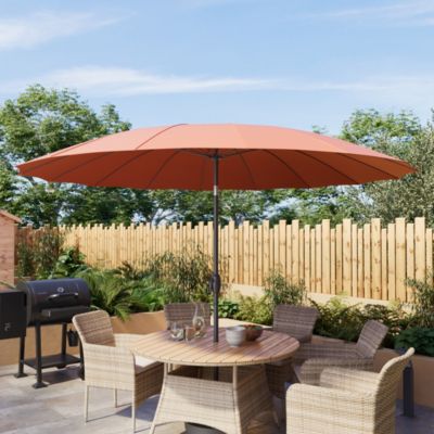 Parasol centré inclinable en rond ouverture manivelle toile terracotta GoodHome Temara