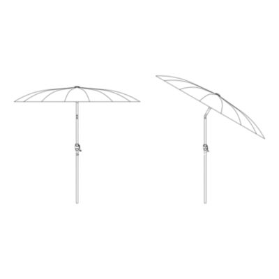 Parasol centré inclinable en rond ouverture manivelle toile terracotta GoodHome Temara
