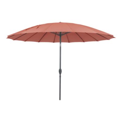 Parasol centré inclinable en rond ouverture manivelle toile terracotta GoodHome Temara