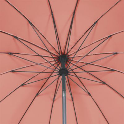 Parasol centré inclinable en rond ouverture manivelle toile terracotta GoodHome Temara