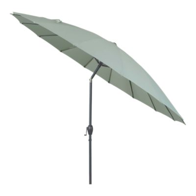 Parasol centré inclinable en rond ouverture manivelle toile vert d'eau GoodHome Temara