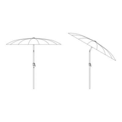 Parasol centré inclinable en rond ouverture manivelle toile vert d'eau GoodHome Temara
