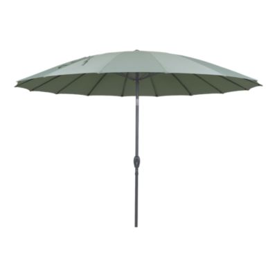 Parasol centré inclinable en rond ouverture manivelle toile vert d'eau GoodHome Temara