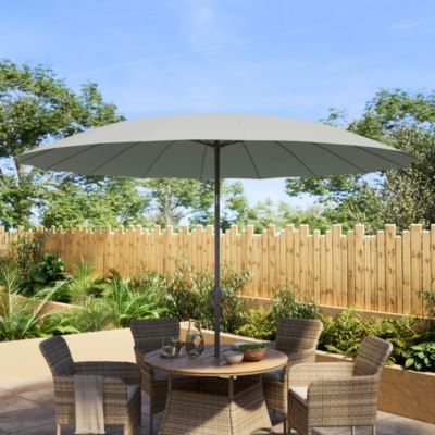 Parasol centré inclinable en rond ouverture manivelle toile vert d'eau GoodHome Temara