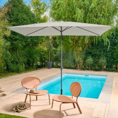 Parasol centré inclinable rectangulaire ouverture manivelle toile moon beam GoodHome Kasane