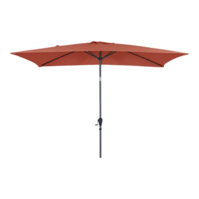 Parasol centré inclinable rectangulaire ouverture manivelle toile terracotta GoodHome Kasane