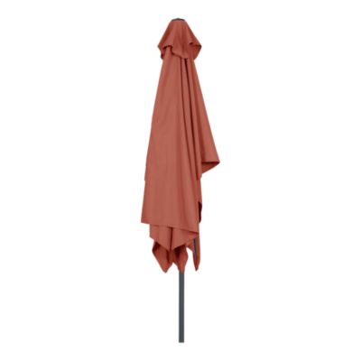Parasol centré inclinable rectangulaire ouverture manivelle toile terracotta GoodHome Kasane