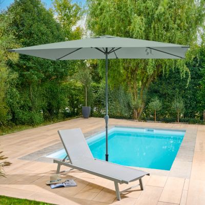 Parasol centré inclinable rectangulaire ouverture manivelle toile vert d'eau GoodHome Kasane