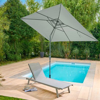 Parasol centré inclinable rectangulaire ouverture manivelle toile vert d'eau GoodHome Kasane