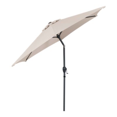 Parasol centré inclinable rond ouverture manivelle toile moon beam GoodHome Kasane