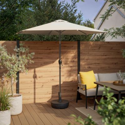 Parasol centré inclinable rond ouverture manivelle toile moon beam GoodHome Kasane
