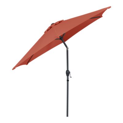 Parasol centré inclinable rond ouverture manivelle toile terracotta GoodHome Kasane