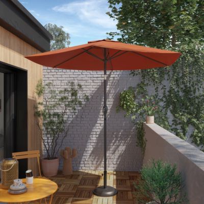 Parasol centré inclinable rond ouverture manivelle toile terracotta GoodHome Kasane