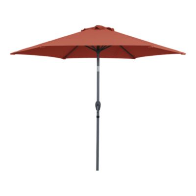 Parasol centré inclinable rond ouverture manivelle toile terracotta GoodHome Kasane