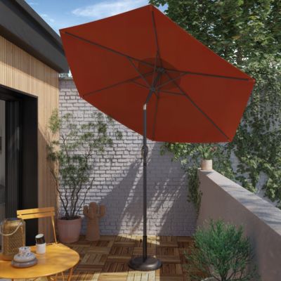 Parasol centré inclinable rond ouverture manivelle toile terracotta GoodHome Kasane