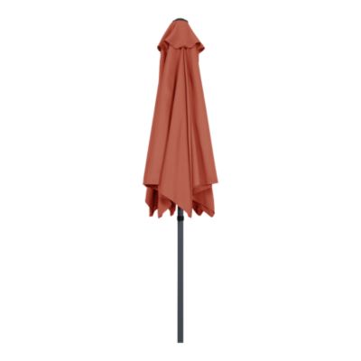 Parasol centré inclinable rond ouverture manivelle toile terracotta GoodHome Kasane