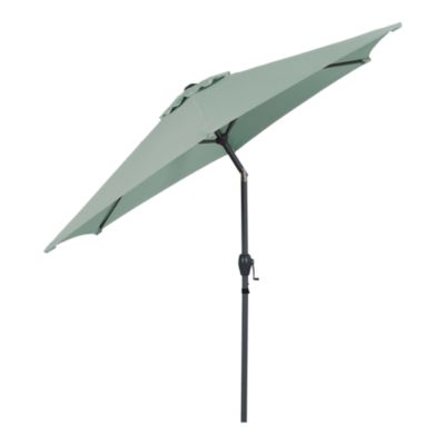 Parasol centré inclinable rond ouverture manivelle toile vert d'eau GoodHome Kasane