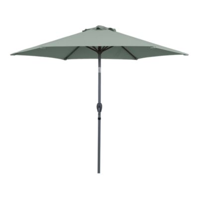 Parasol centré inclinable rond ouverture manivelle toile vert d'eau GoodHome Kasane