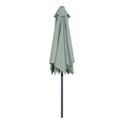 Parasol centré inclinable rond ouverture manivelle toile vert d'eau GoodHome Kasane
