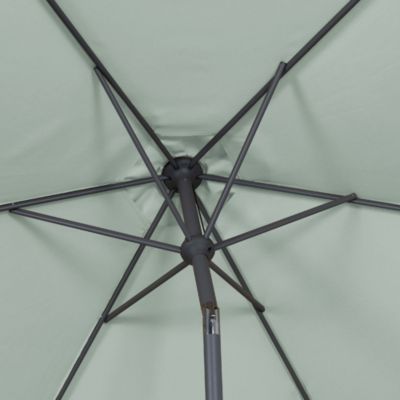 Parasol centré inclinable rond ouverture manivelle toile vert d'eau GoodHome Kasane